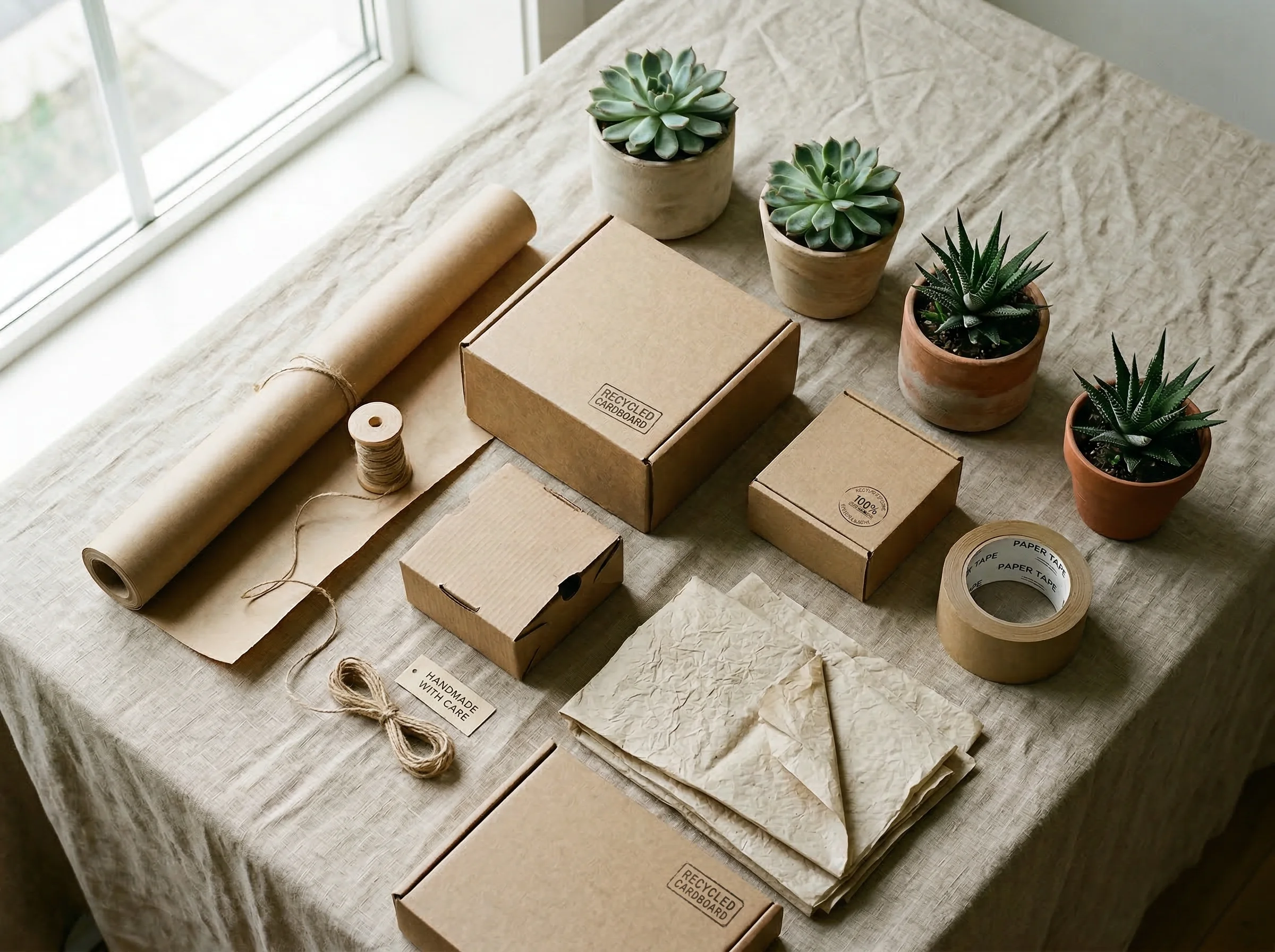 Recycled corrugated boxes and kraft paper packaging materials